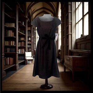 Light Brown Plaid Dress Work Lined Washable Ribbon Belt All Seasons